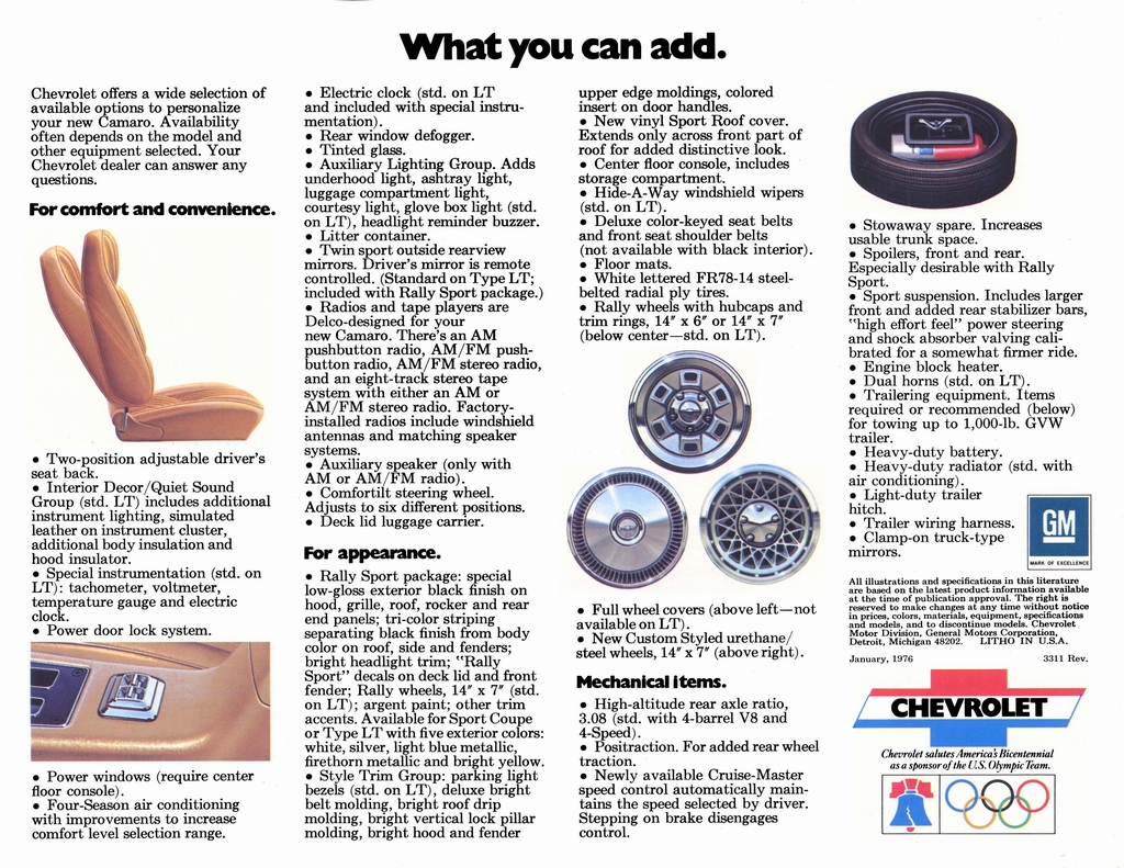 1976 Chev Camaro Revised Brochure Page 7